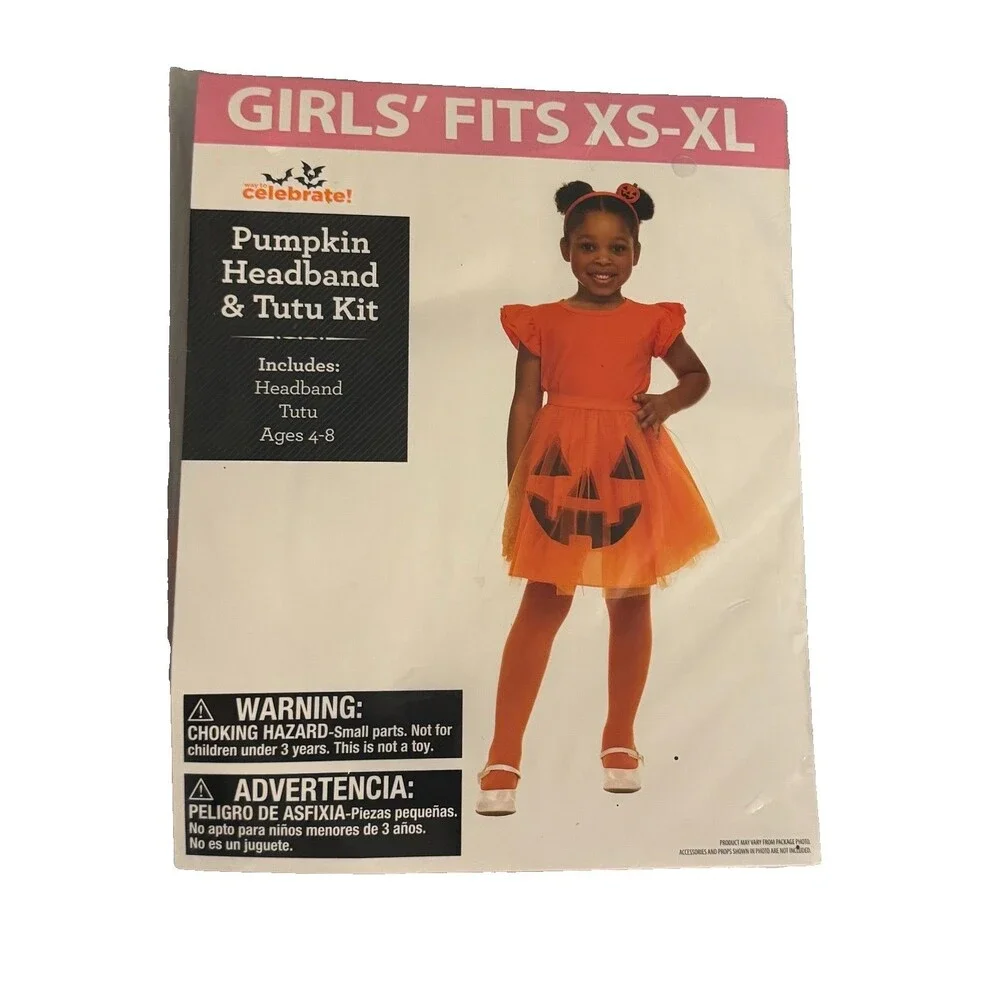 New Halloween Pumpkin or White Ghost Tutu+Headband Set Size XS-XL